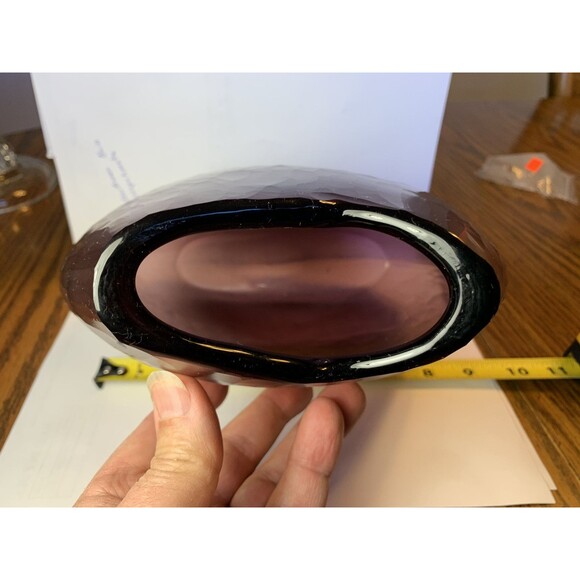 Vintage 9” Purple Amethyst Art Glass Pillow Vase Textured Exterior - Picture 8 of 10